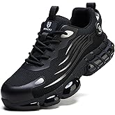 Hogent Steel Toe Shoes for Men Women Composite Toe Work Sneakers Indestructible Safety Tennis Shoes Lightweight Breathable Construction Sneakers Puncture Proof Air Cushion Ergonomic Design