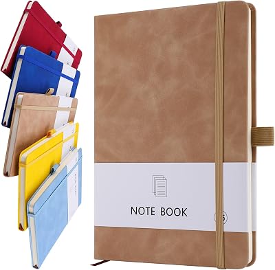 Lefute A5 Notebook PU Leather 200 Pages 80gsm Khaki Elastic Closure Pen Loop