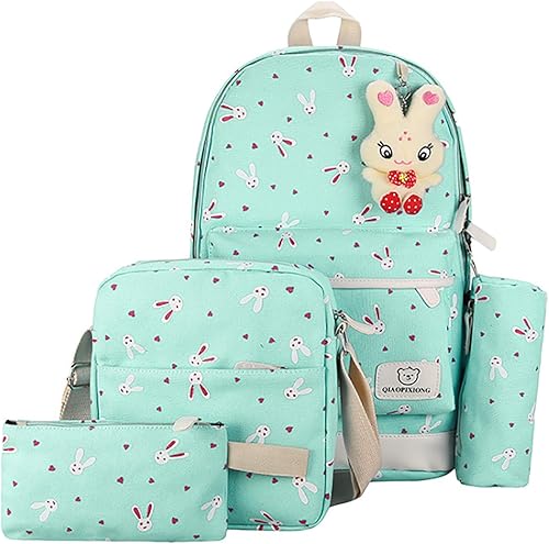 Amazon Wanghong学生リュック リュックサック キッズバッグ バックパック 4点セット 学生 女の子 小学生 中学生 通学 遠足 Wanghong リュックサック