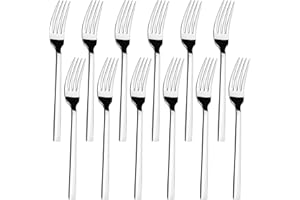 Ponpong Stainless Steel Dessert Forks, Cake Forks, Salad Forks, 6.7-Inch, 12 Pieces