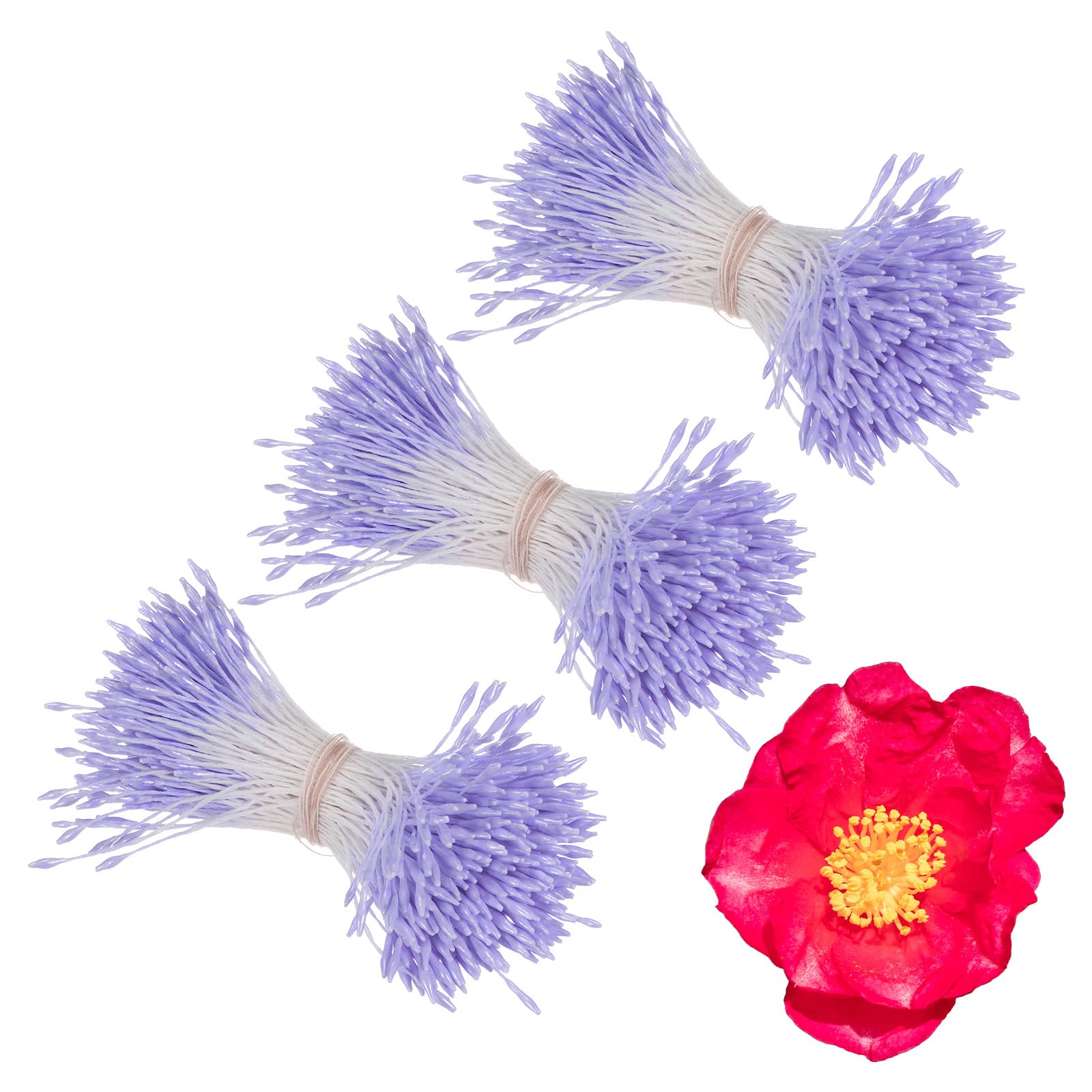 M METERXITY 1080 Pack Double Heads Flower Stamen-1mm Artificial Flower Stamen Pistil Matt Pearl Floral Stamen, Apply to DIY Cake Craft/Christmas Card/Wedding Home Decor(Purple)