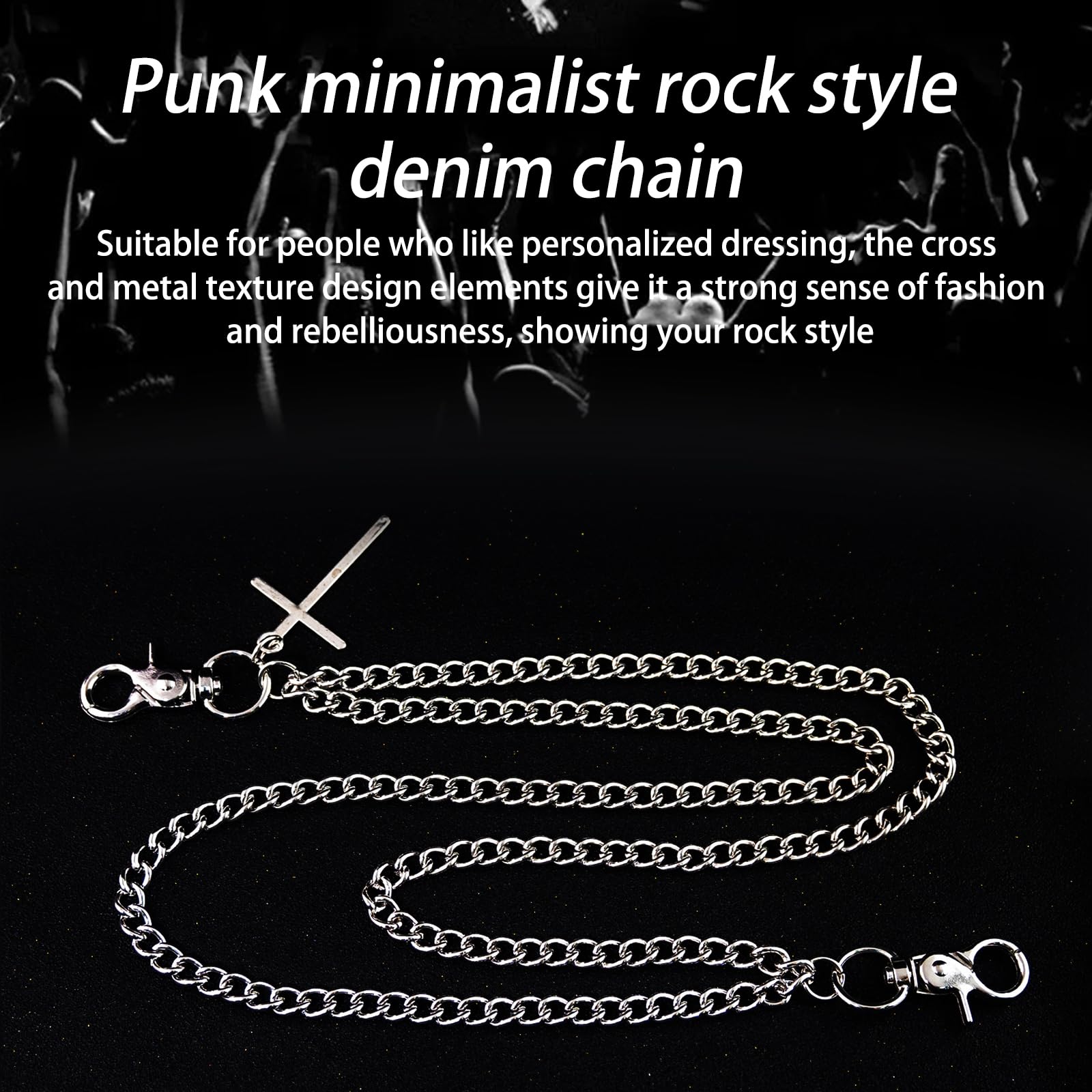 ICHRATI Punk Biker Wallet Chain for Men & Women - Stainless Steel Cross Pants Pocket Keychain, Durable Jean Chain Belt Hip Hop Accessory for Jeans & Belts with Lobster Clasp