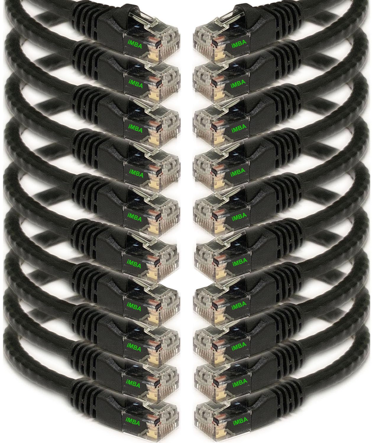 iMBAPrice 10' Cat5e Network Ethernet Patch Cable, 10 Pack, Black (IMBA-CAT5-10BK-10PK) — image 1