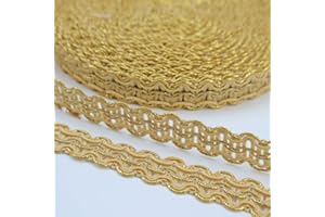 ZNZAKKA Gold Braid Trim 13 Yards Lace Ribbon Scroll Braid Trim Metallic Edge Trim for Sewing, Crafts, Garments Accessories (Yellow)