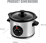 Swan SF17010N 1.5 Litre Slow Cooker 3 Settings Glass Lid 120W Stainless view 6