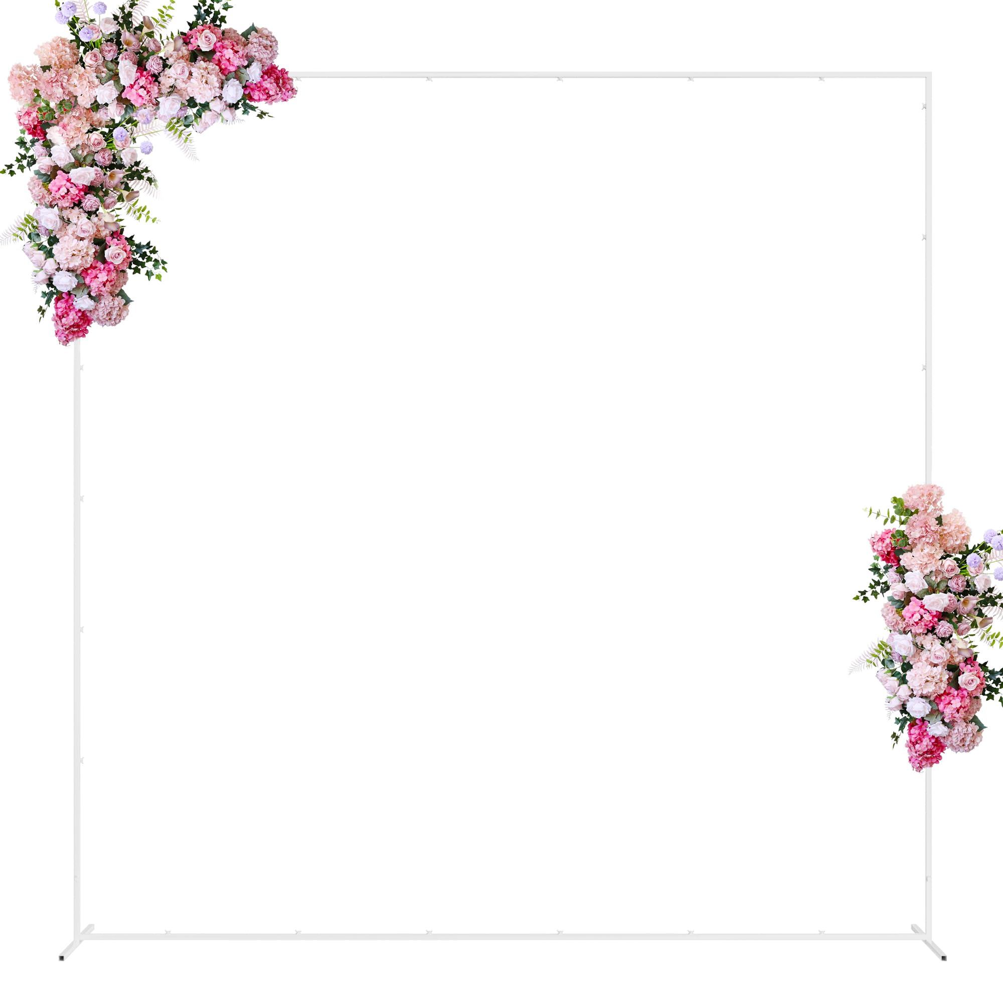 Photo 1 of 8FT x 8FT White Wedding Arch Square Backdrop Stand Metal Balloon Arch Stand Wedding Arch Frame for Birthday Party Bridal Shower Anniversary Decoration