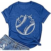 ALLTB Baseball Shirt Women Baseball Mom Shirts Funny Game Day Baseball Graphic Tee Tops Casual Ball Short Sleeve Tee Top