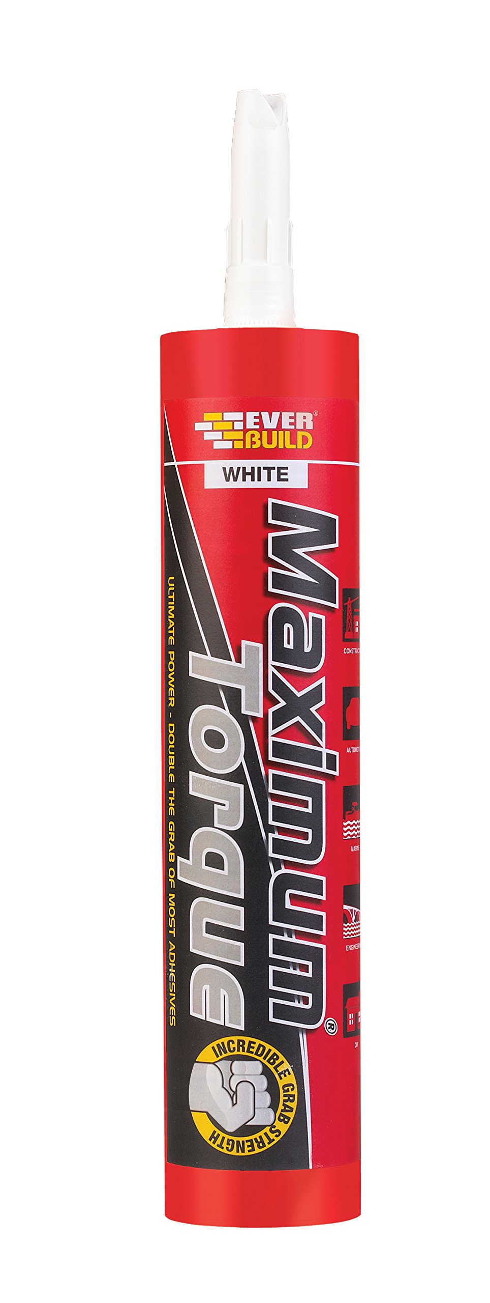 Everbuild Maximum Torque Grab Adhesive – High Strength – Hybrid Polymer Formula – Interior And Exterior Use – White – 290ml