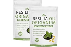 RESILIA OIL Origanum with Black Seed Oil, 6,000 mg Origanum Oil with Black Seed Oil, Dietary Supplement for Immune & Digestive Support, Easy to Swallow (2)