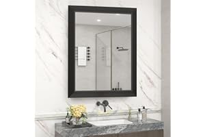SMIROR Matte Black Bathroom Mirror for Over Sink 20x 24 inch, Metal Thick Frame Rectangle Vanity Mirror for Wall, Anti-Rust, Horizontally or Vertically Mounted