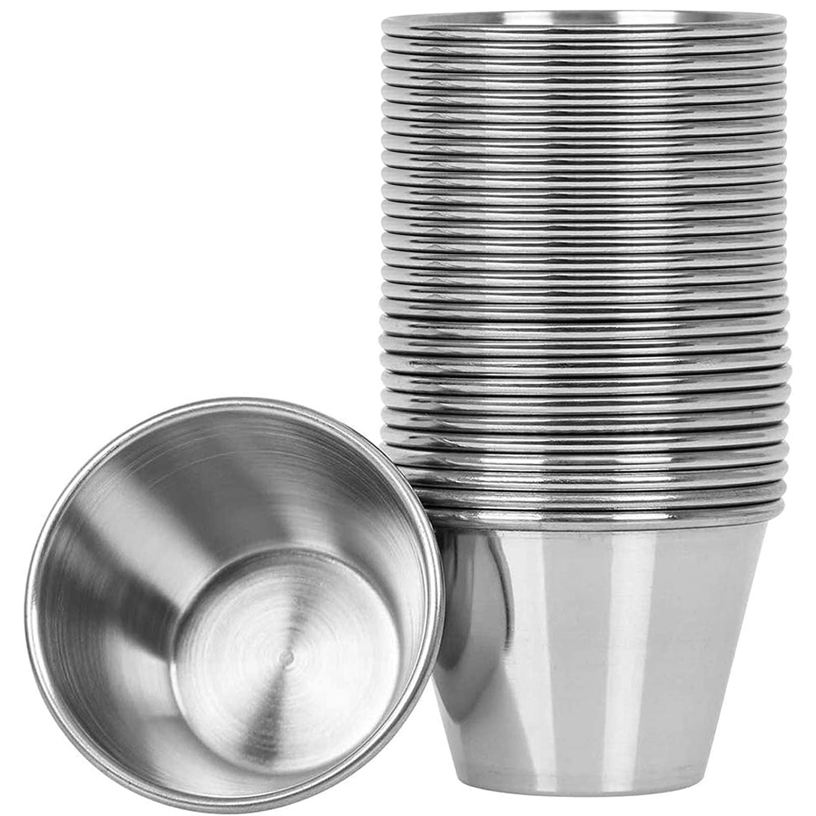 Artcome 30 Pack Stainless Steel Condiment Sauce Cups Great for Dipping and Portion Cups, 2.5 oz