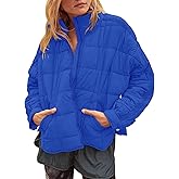 Muchpow Women's Lightweight Down Coat Long Sleeve Full Zipper Oversized Packable Short Puffer Jackets