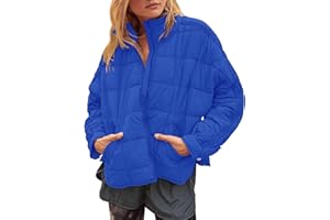 LNKQA Women's Quilted Lightweight Jackets Down Coat Long Sleeve Zipper Oversized Packable Short Puffer Jackets
