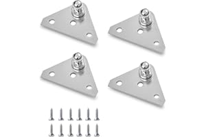 10MM Ball Stud Mounting Brackets for Gas Strut Mounts, 4 Flat-Type Mounts with 12 Screws, for Lift-o-mat Gas Spring Struts Shock Mounting Kits, Silver by PAMAGOO