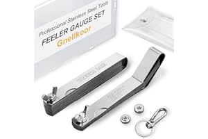 Gnellkoor Stainless Steel Feeler Gauge Set, 2PCS 32 Blades Feeler Gauge & 16 Blades Offset Thickness Gauge with Standard SAE and Metric Dual-Marked, Filler Gauge Set for Measuring Spark Plug Valve Gap