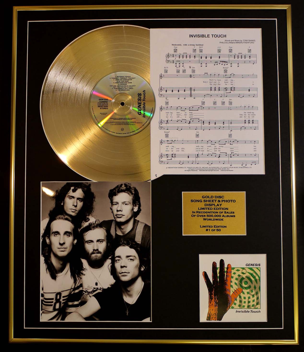 GENESIS/CD GOLD DISC, SONG SHEET & PHOTO DISPLAY/LTD. EDITION/COA/ALBUM, INVISIBLE TOUCH/SONG SHEET, INVISIBLE TOUCH