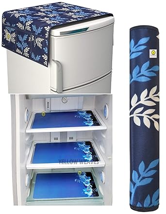 Yellow Weaves�Combo of Exclusive Decorative Fridge Top Cover, Fridge Handle Cover + 3 Fridge