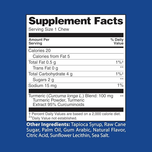 HEALTHY DELIGHTS NATURALS, TURMERIC CURCUMIN SOFT CHEWS, PROMOTES HEALTHY INFLAMMATORY RESPONSE, DELICIOUS TROPICAL FRUIT FLAVOR, 30 COUNT