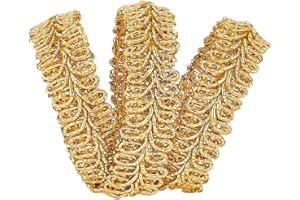 FINGERINSPIRE 15Yards Metallic Braid Lace Trim Gold Centipede Lace Ribbon Decorated Gimp Trim 5/8" x1.5mm for Christmas Halloween Decoration Wedding Bridal, Costume or Jewelry, Crafts and Sewing