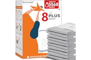 BESTLINK 8 Pack Refills Compatible with DEKOR PLUS Diaper Pails | 20% Extra Length Diaper Pail Refill Bags Liners Holds 5568 Diapers | Ultimate Odor Control with Baby Scented
