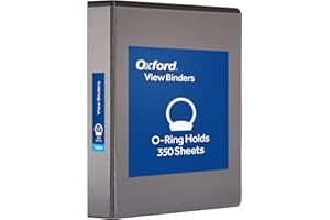 Oxford Ring Binders, 1.5" Round Ring Binders, View Binder, Covers on 3 Sides, XtraLife Hinge, Non-Stick, PVC-Free, Black, 350 Sheet Capacity (1002548)
