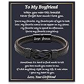 YBISNAIRE Gifts for Men Infinity Leather Bracelet for Dad New Daddy Husband Boyfriend Son Grandson Brother Nephew Uncle Brown Braided Engraved Leather Jewelry Gifts for Fathers Day Birthday Christmas