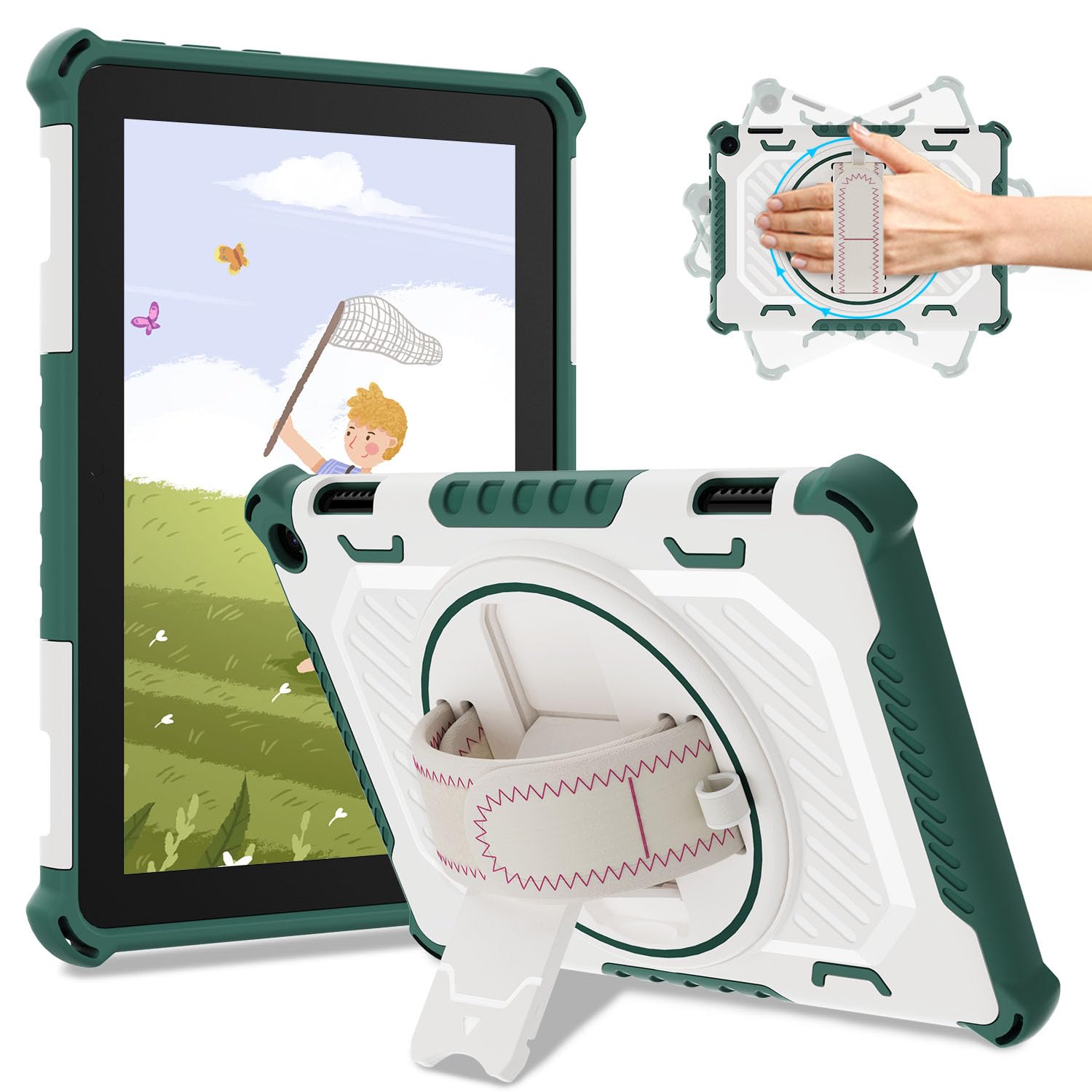 Photo 1 of TASSKTO for 2024/2022/2020Release HD 8 &HD8Plus Tablet with 360 Rotating Kickstand Hand Strap,Not Fit iPad Samsung 8 inch