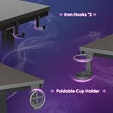 Bestier Small Gaming Desk 106.6 cm LED Monitor Stand Cup Holder Hooks view 8