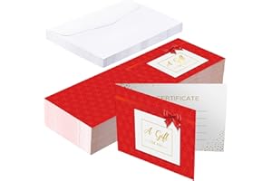Spiareal 36 Sets Christmas Red Gift Certificates for Business Christmas Blank Gift Certificate with Envelopes for Xmas Restaurant Spa Makeup Hair Beauty Salon Wedding Holiday Birthday 3.54x 5.15 Inch