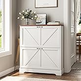 Shoe Cabinet, Shoe Storage Cabinet for Entryway with 2 Flip Drawers, Narrow Farmhouse Shoe Organizer Cabinet, Slim Shoe Rack Cabinet, White