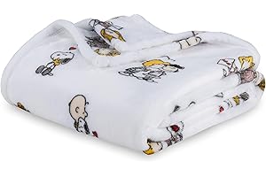 Berkshire Blanket Peanuts® VelvetLoft® Cute Character Snoopy Plush Oversized Kids Throw Blanket, Peanuts I got a Valentine White (50in x 60in)