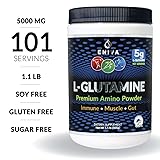 Eniva L-Glutamine Powder, 1.1-Pound, MAX Value 5000MG, 101 Servings. Micronized.