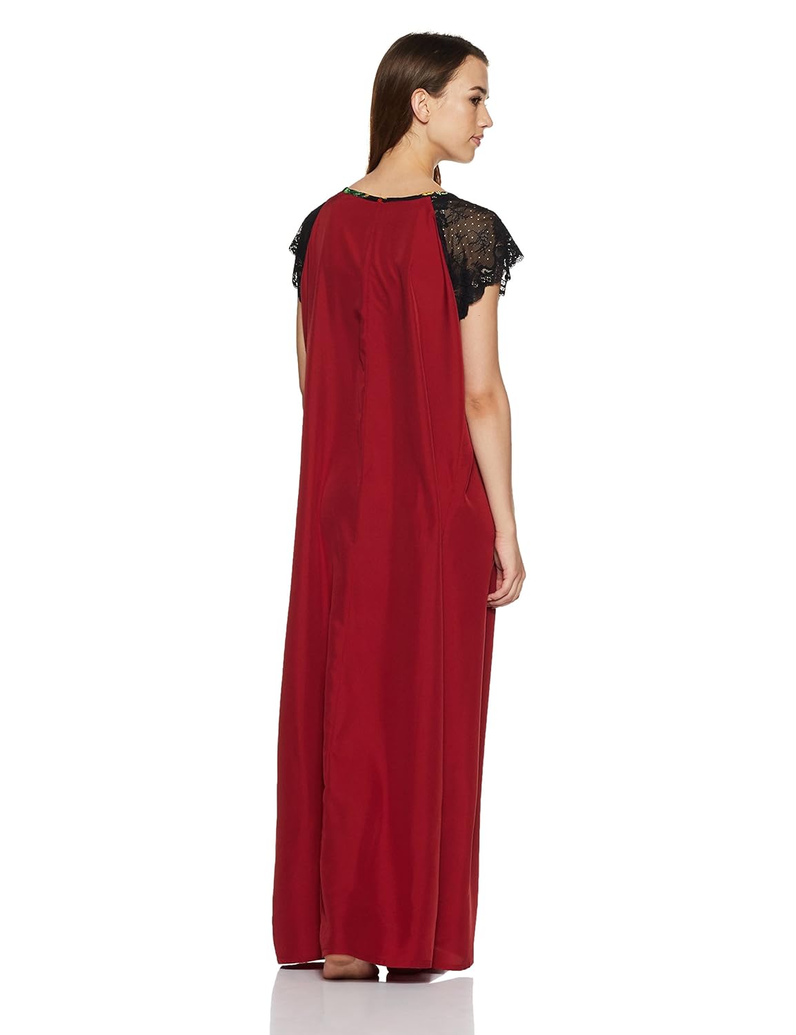 clovia womens crepe nighty with floral print robe