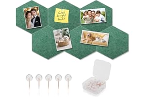 Uxney 6 Pcs Hexagon Acoustic Panels,11.8x10.2x0.3 Inch Self Adhesive Felt Board Tiles,Sound Absorbing Panels Felt Wall Panels
