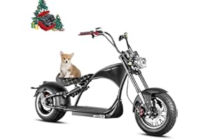 eAhora M1P [2025 Upgraded] 37Mph 2000W Electric Motorcycle for Adults DOT Approved, 40Miles 60V 30ah Lithium Battery, 12in Vacuum Tires Full Suspension for Urban Commuting, Electric Moped