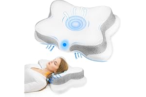 FCCABIN Cervical Memory Foam Pillow, Side Sleeper Pillows for Adults, Contour Neck Pillow for Back and Stomach Sleepers, 2 Heights Ergonomic Pillow for Neck and Shoulder Pain, Breathable Pillowcase