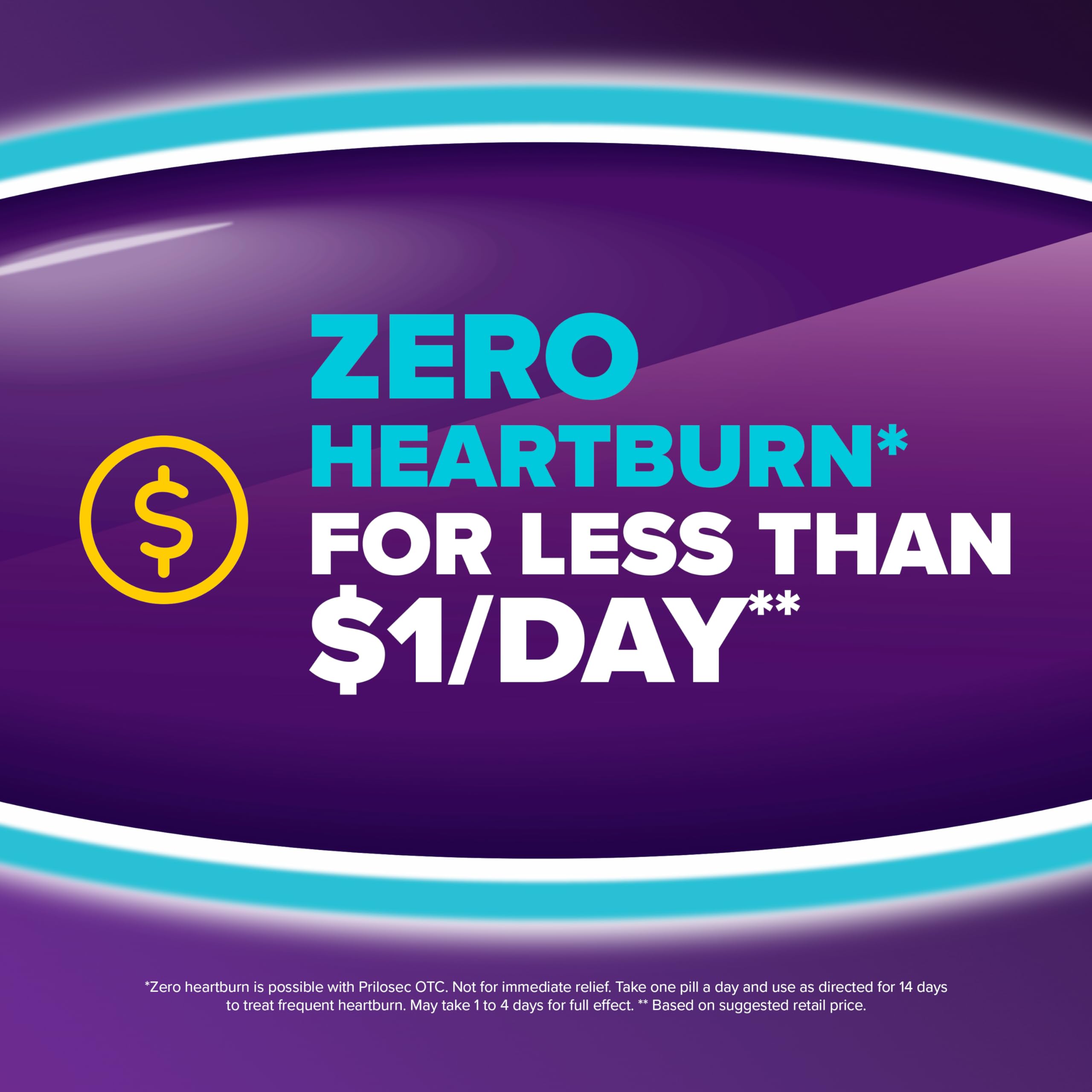 Prilosec OTC, Omeprazole Delayed Release 20mg, Acid Reducer, Treats Frequent Heartburn for 24 Hour Relief, All Day, All Night*, 20mg, 42 Tablets