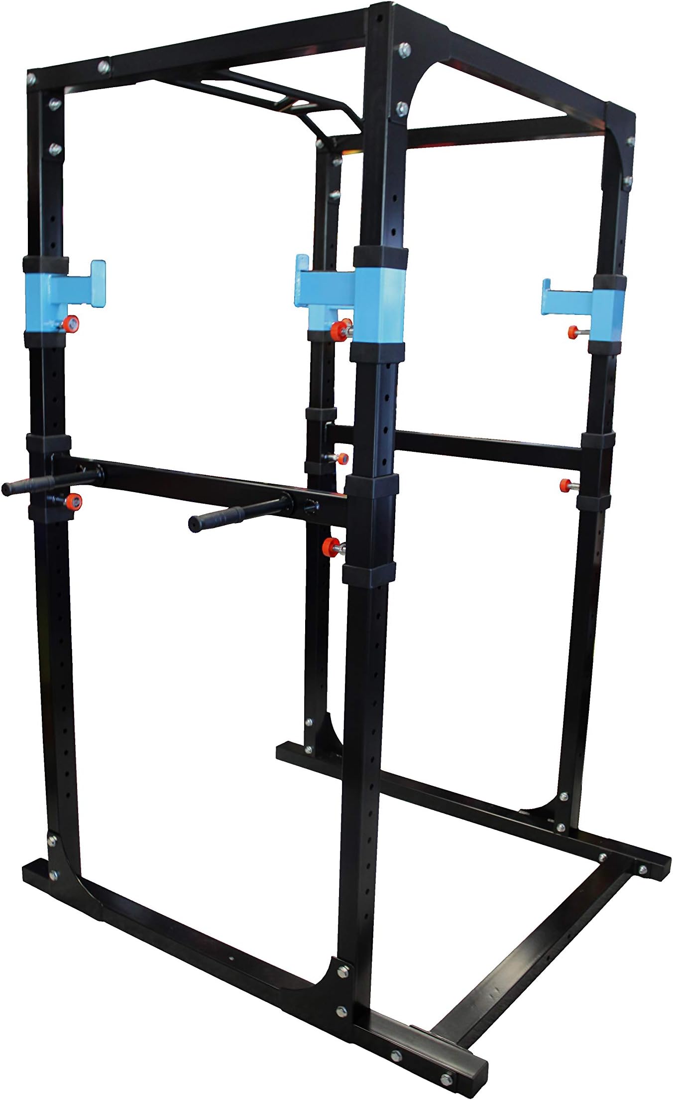 Lisaro Power Rack/Cage, Power Station with 2 x Safety Spotters + 4 x J Hooks + 20 Levels + Multigrip Pull Up Bar + Dip Bars