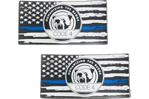 ZIMISI Thin Blue Line Sticker Code 4, Vinyl Bumper Car Stickers, Waterproof Reflective American Flag Thin Line Decal, Police Support Car Decals for Cars, Laptops, Windows (2PCS)