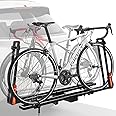 TOOENJOY Folding Hitch Bike Rack, Heavy Duty Bicycle Carrier Platform with Single Arm and Tier Strap, Fits 2" Hitch Receiver for SUV Pickup Truck, 2-Bike Capacity