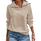 Ebifin Womens Zipper Sweatshirts Turtleneck Long Sleeve Pullovers Casual Loose Top T Shirts