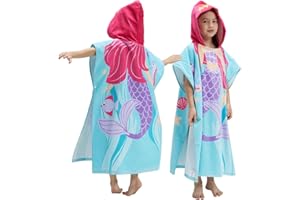 Kids Beach Pool Bath Hooded Poncho Towel,BANGSAUR 100% Cotton Surf Changing Towels Wrap, Baby Toddler Girl Boys 3-12 Years (P