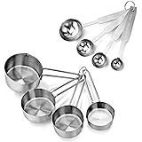 New Star Foodservice 42917 Stainless Steel 4Pcs Measuring Cups And Spoons Combo Set, Silver