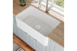 DEER VALLEY DeerValley Farmhouse Sink, 30 inch White Kitchen Sinks, Single Bowl Fireclay Farmhouse Kitchen Sink, Apron Front Farm Sink Ceramic Drop in Lavabos de Cocina with Accessories