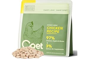 OPET Freeze Dried Cat Food, Chicken & Salmon Oil Recipe, Complete & Balanced Meal or Topper, Premium, Healthy, Grain Free, High Protein Raw Cat Freeze Dried Treats (10 oz, Chicken)