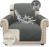 Granbest Waterproof 1 Seater Sofa Cover Non-Slip Grey Flexible Fits