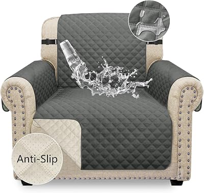 Granbest Waterproof 1 Seater Sofa Cover Non-Slip Grey Flexible Fits