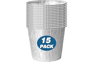 Superjackwang 15 Pack Grease Bucket Liner Griddle Accessories, Aluminum Foil Grease Catcher Cup Liner for Traeger Traeger Pro Series, Pit Boss, Pellets Smoke, Grill Accessories Drip Tray Liner