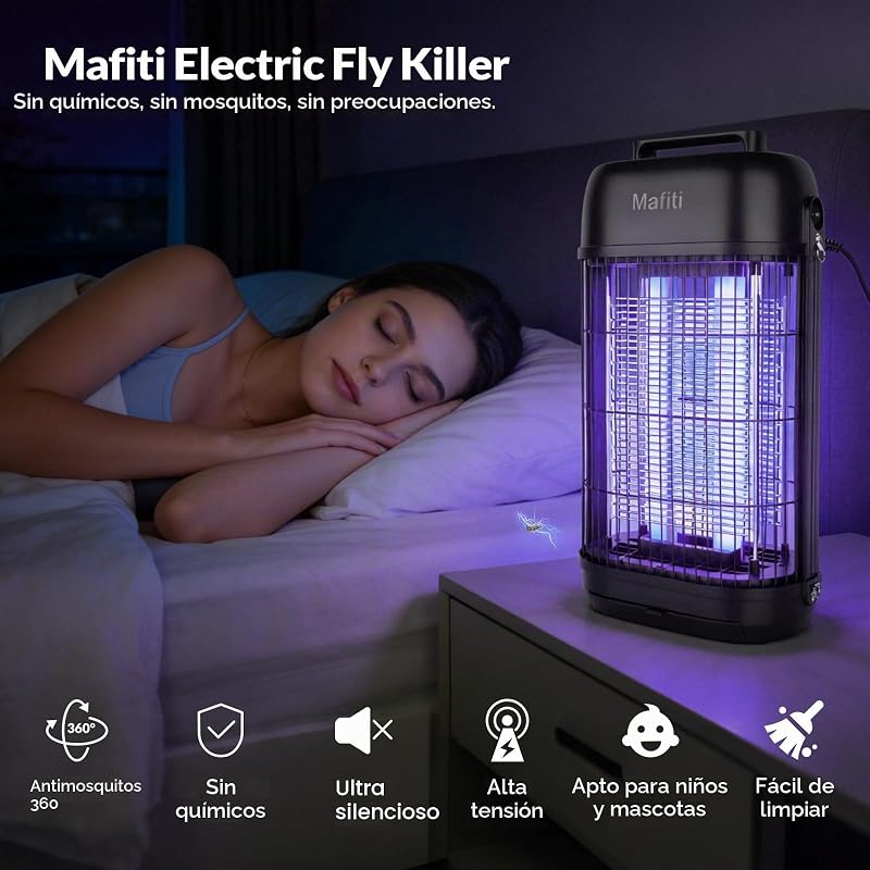 Matamoscas Eléctrico 1200V con Luz UV 20W, Trampa Insectos Interior