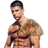 Joukavor Fake Fur One Shoulder Viking Fur Wrap Shoulder Armor Men Medieval Costume LARP Accessory